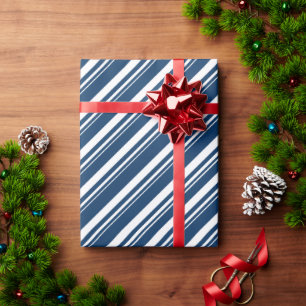 Papier Cadeau Sucre de canne bleu de la Marine blanche Vacances 