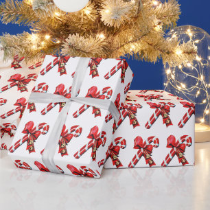 Papier Cadeau sucre de canne de Noël rétro carrelé motif
