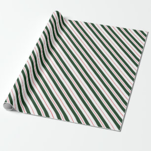 Papier Cadeau Sucre de canne diagonal vert rouge et blanc