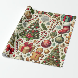 Papier Cadeau sucre de canne et homme de pain d'épices