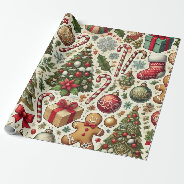Papier Cadeau sucre de canne et homme de pain d'épices (Déroulé)