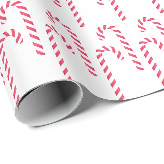 Papier Cadeau Sucre de canne Peppermenthe Noël Fête Rouge Blanc (Coin rond)