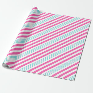 Papier Cadeau Sucre de canne rose et bleu rayé 