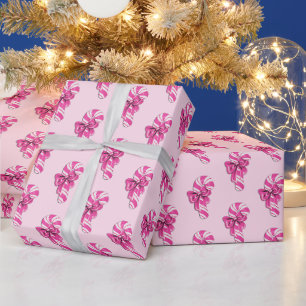 Papier Cadeau Sucre de canne rose fille vintage avec bow