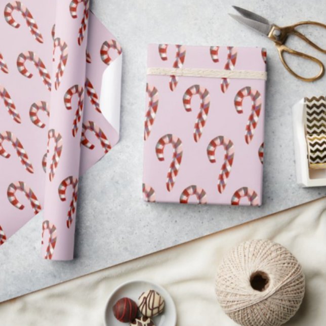 Papier Cadeau Sucre de canne sur rose (Créateur téléchargé)