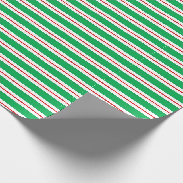 Papier Cadeau Sucre de canne vert rouge blanc (Coin)