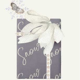 Papier Cadeau Sucre de prune script neige crème au beurre violet