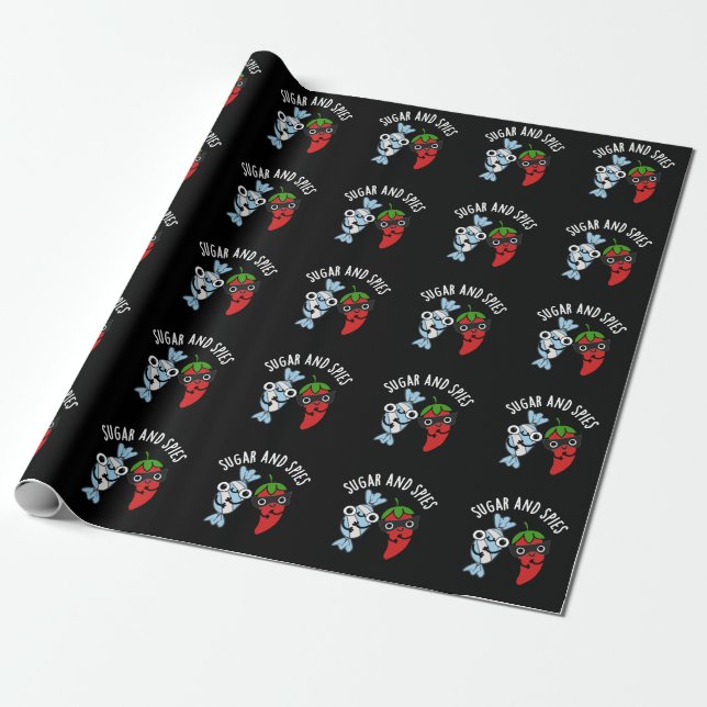 Papier Cadeau Sucre Et Espions Amusant Pun De Nourriture Dark BG (Déroulé)