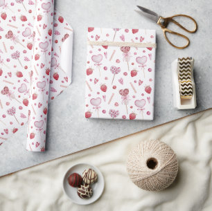 Papier Cadeau Sucreries Saint-Valentin Rose