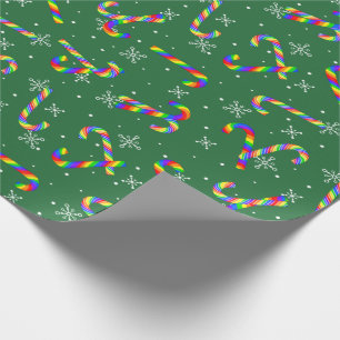 Papier Cadeau Sucres de canne arc-en-ciel Noël