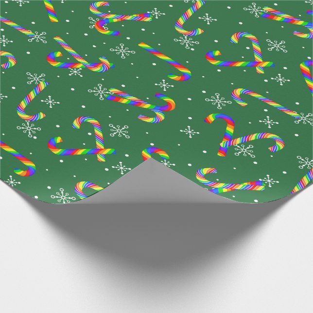 Papier Cadeau Sucres de canne arc-en-ciel Noël (Coin)