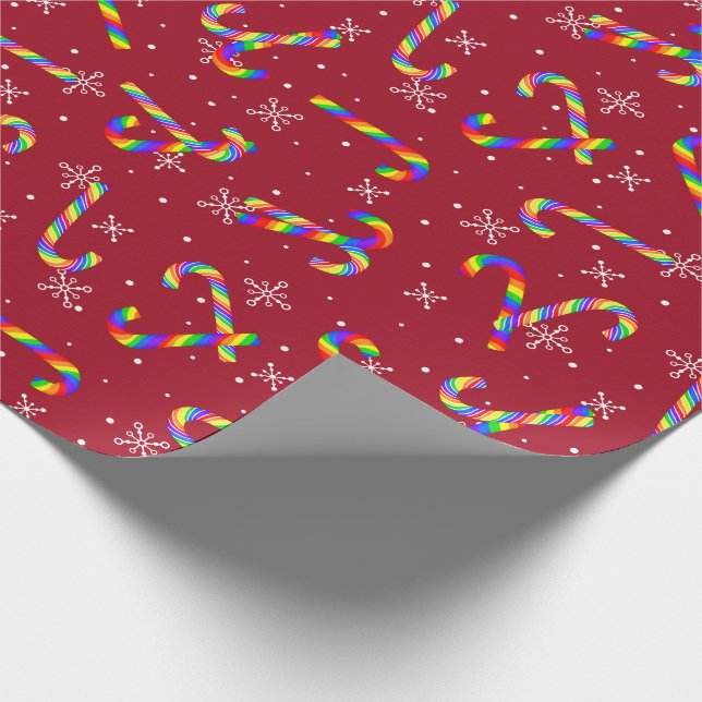 Papier Cadeau Sucres de canne arc-en-ciel Noël (Coin)