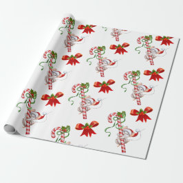 Papier Cadeau Sucres de canne avec souris et vaches joli Noël