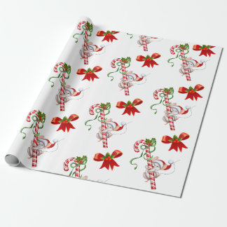 Papier Cadeau Sucres de canne avec souris et vaches joli Noël