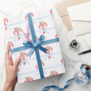 Papier Cadeau Sucres de canne d'aquarelle de Noël Papier d'envel