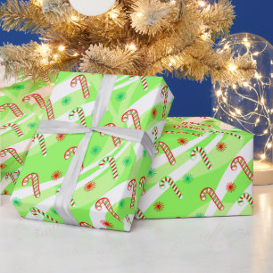 Papier Cadeau Sucres de canne de Noël modernes design