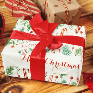 Papier Cadeau Sucres de canne doux et mignons Joyeux Noël