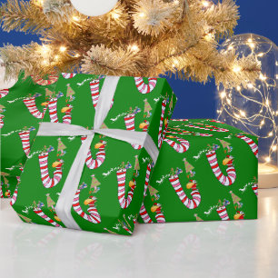 Papier Cadeau Sucres de canne papier d'enveloppement de Noël Pèr