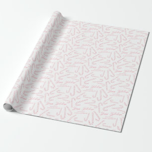 Papier Cadeau Sucres de canne roses et blancs Fêtes de Noël