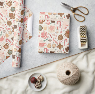Papier Cadeau Sucres de Noël et bonbons