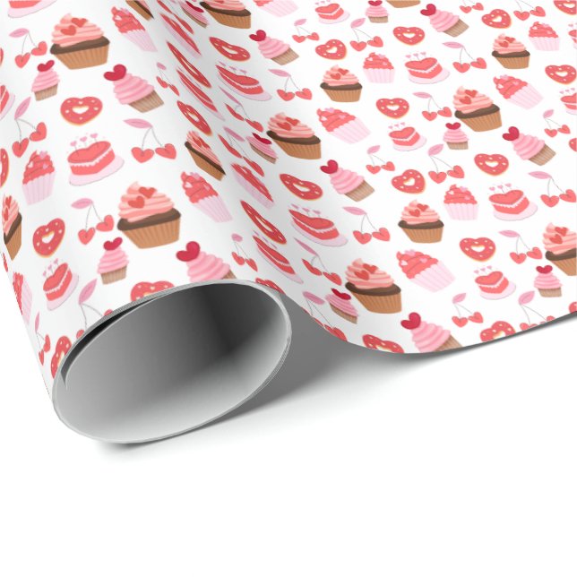 Papier Cadeau Sucres Valentine's Day Papier à envelopper cadeau (Coin rond)