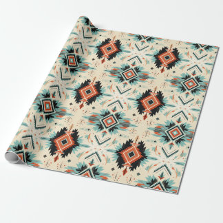 Papier Cadeau Sud-ouest Désert Bleu Adobo Terracotta Motif