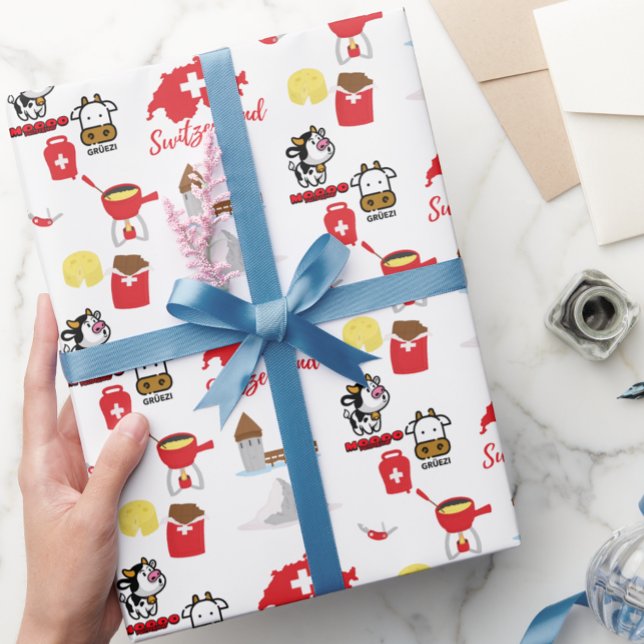 Papier Cadeau Suisse - Suisse Icônes Souvenir (Créateur téléchargé)