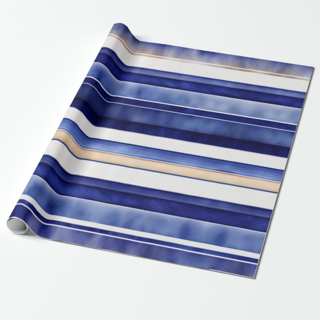 Papier Cadeau Summer Navy Blue Modern Boot Stripes Collection (Déroulé)