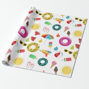 Papier Cadeau Summer Party Beach Pool Motif Amusant