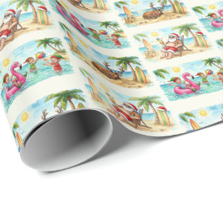 Papier Cadeau Summer Santa Wrapping Paper – Tropical Christmas B