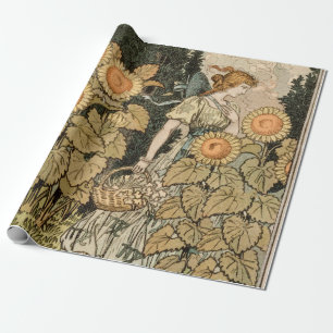 Papier Cadeau Sunflower Art Nouveau Jardin Grasset Femme