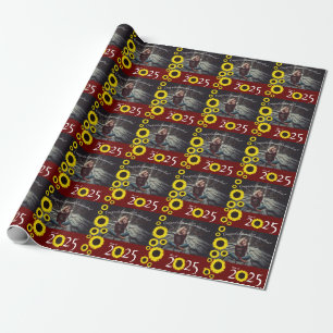 Papier Cadeau Sunflower Country Graduation Party Maroon