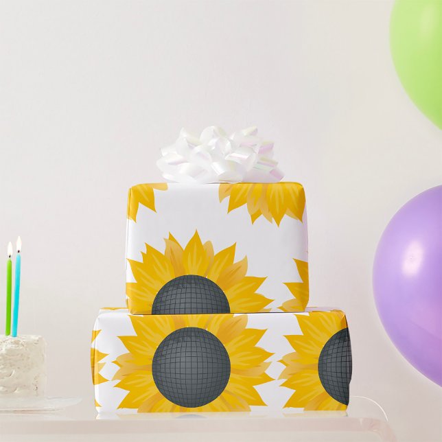 Papier Cadeau Sunflower Disco Ball Retro Party Vibe (Créateur téléchargé)