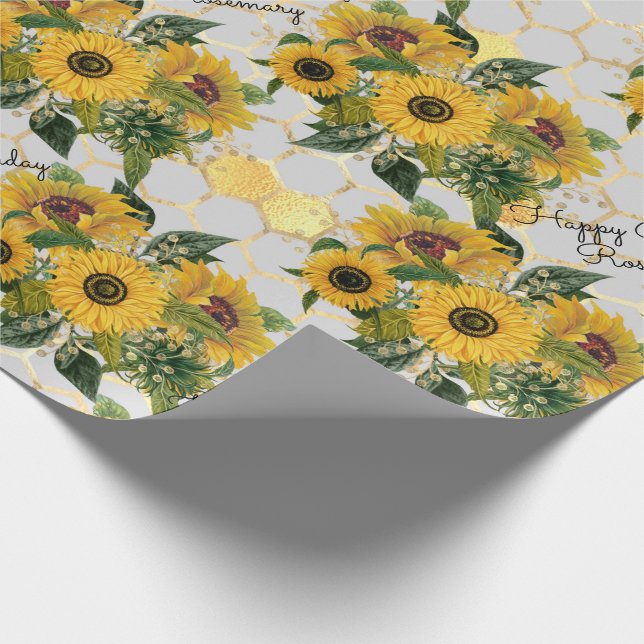 Papier Cadeau Sunflower Joyeux Anniversaire ou retraite Ajouter  (Coin)