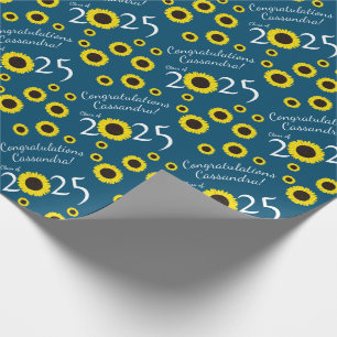 Papier Cadeau Sunflowers Country Graduation Party Blue