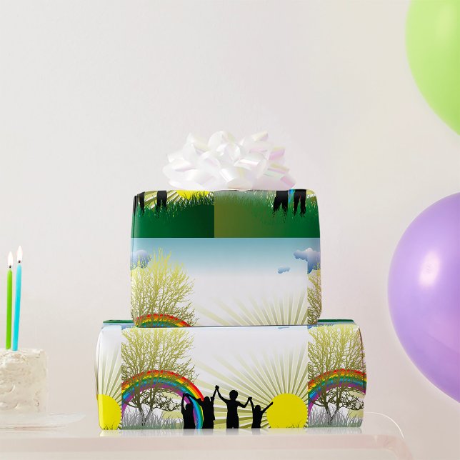 Papier Cadeau Sunrise Rainbow Children (Créateur téléchargé)