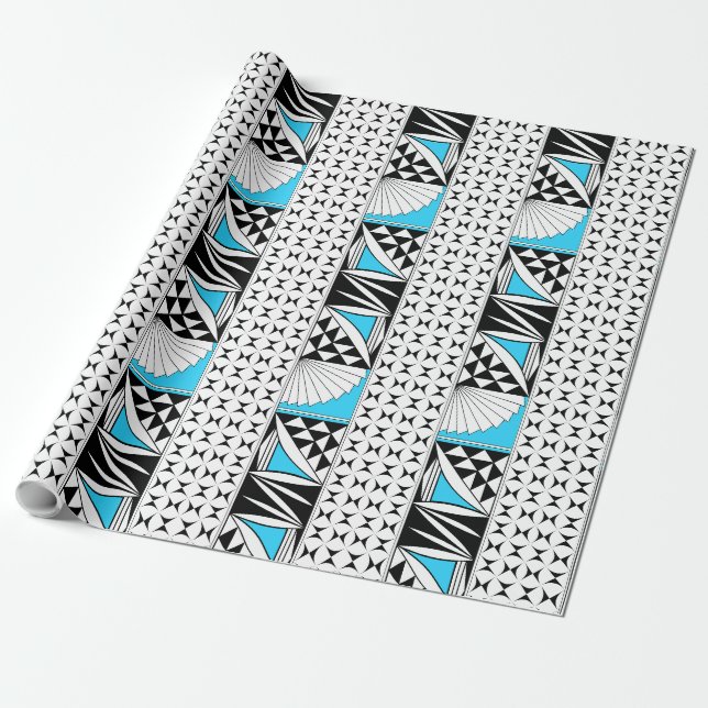 Papier Cadeau Sunrise Sud-Ouest en enveloppement cadeau Turquois (Déroulé)