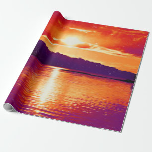 Papier Cadeau Sunset Coastal Beach Orange Purple Art Decoupage
