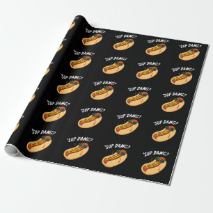 Papier Cadeau Sup Dawg Funny Hot Dog Pun Dark BG