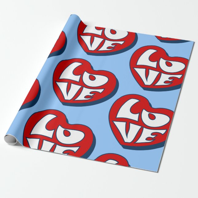 Papier Cadeau super coeur amour valentine 1960 (Déroulé)