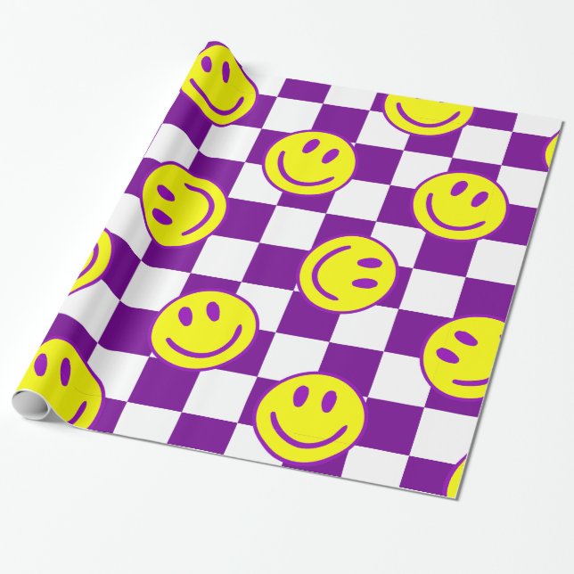 Papier Cadeau super de chèque de visage violet (Déroulé)