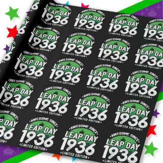 Papier Cadeau Super depuis 1936 Leap Année Jour Février 29 Anniv