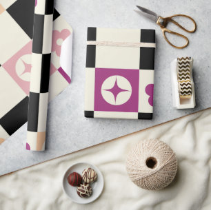 Papier Cadeau Super fille Psychedelic Checkerboard, Wrappin Y2K