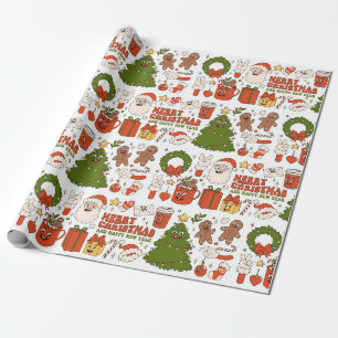 Papier Cadeau Super Hippie Retro Joyeux Noël Père Noël Funny