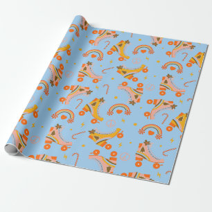 Papier Cadeau Super les années 70 roller skate motif de Noël