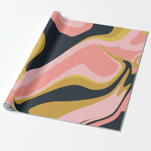 Papier Cadeau Super Marbel Pink Mustard Swirl Retro 60s