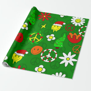 Papier Cadeau super signe de paix de noël visage heureux