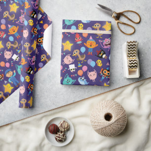 Papier Cadeau Super Simple Caractères Motif d'anniversaire