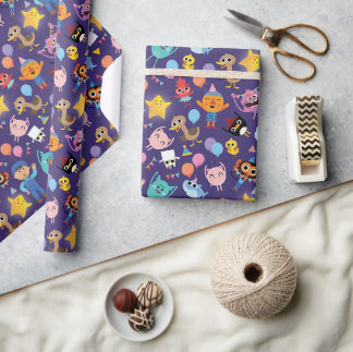 Papier Cadeau Super Simple Caractères Motif d'anniversaire