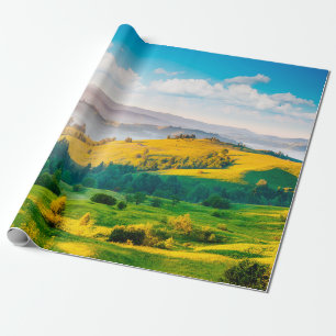 Papier Cadeau Superbe paysage de campagne sous la lumière du mat
